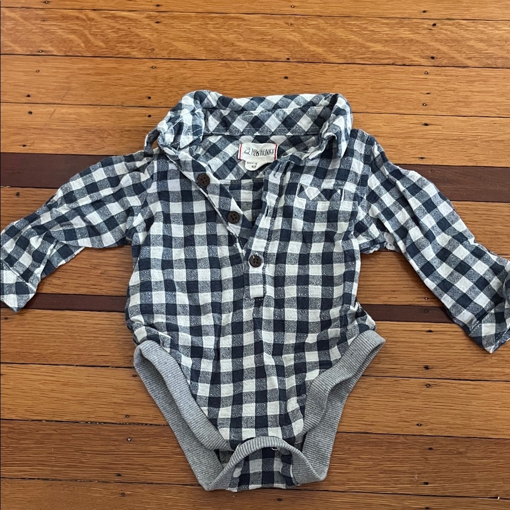 Plaid Blue and Gray Kids Bodysuit